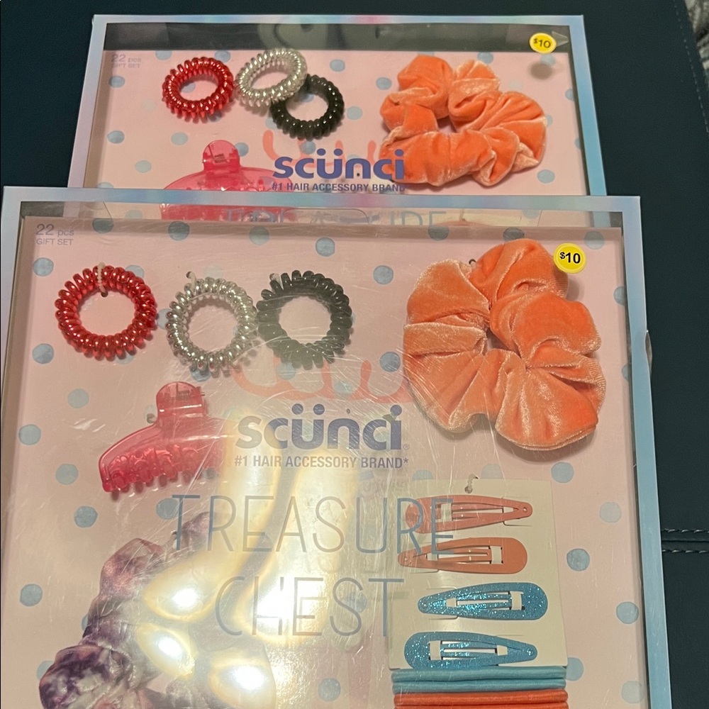 NWT, 2 BOXED OF SCUNCI, GIRLS HAIR ACCESSORIES